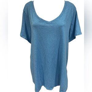 CYNTHIA ROWLEY Vibrant Blue 100% Cotton V Neck Short Sleeve Tee NWT 3X